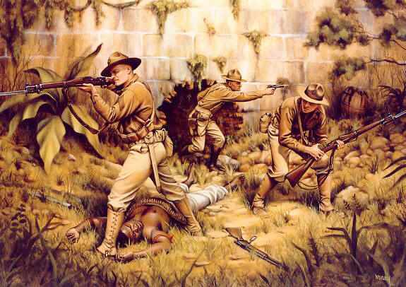 Illustration of the capture of Fort Riviere by U.S. Marines