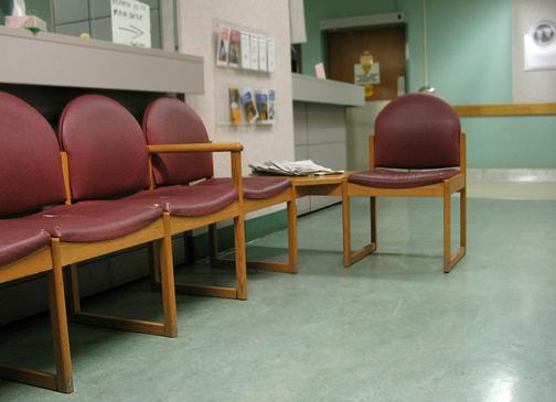 An empty hospital waiting room