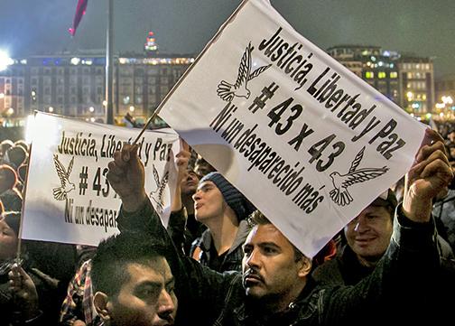 Demonstrators gathered in the Zócalo in Mexico City to demand justice