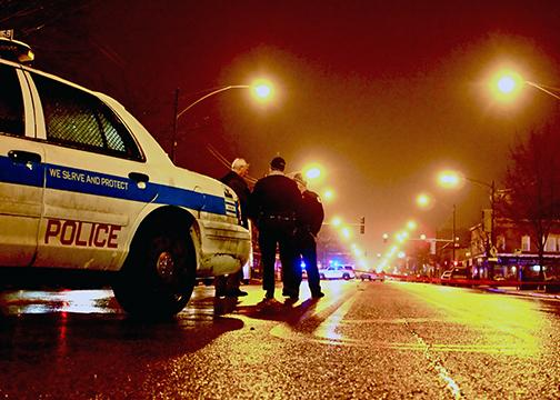 Chicago police on patrol at night