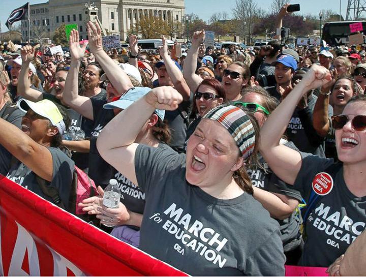 Oklahoma teachers on the march during the walkout days