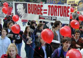 Demonstrators on the march against Chicago police torture