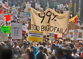 Occupy Wall Street protesters on the march in New York City