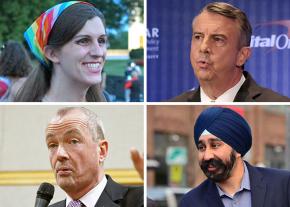 Clockwise from top left: Virginia House of Delegate member Danica Roem, Virginia Gov. Ralph Northam, Hoboken Mayor Ravi Bhalla, New Jersey Gov. Phil Murphy