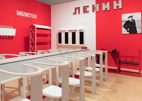 The recreated workers' club designed by Alexander Rodchenko at the Art Institute
