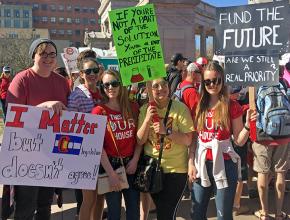 Teachers and students in Denver during a day of protests