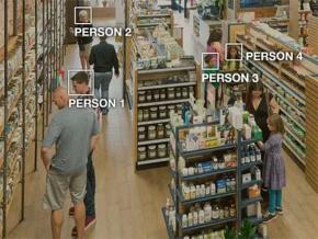 An Amazon Rekognition interface records information about the faces of shoppers