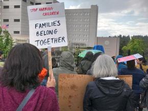 Protesters stand up to ICE outside the Northwest Detention Center