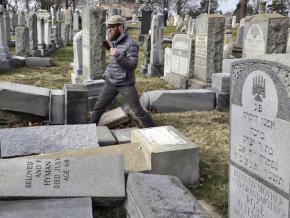 Surveying the damage to the Mount Carmel Cemetery in Philadelphia following racist vandalism