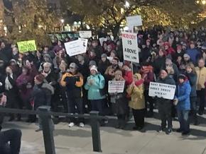Protesters rally outside the Wisconsin state Capitol