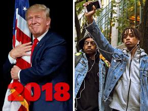 SW’s year-end review, left to right: Trump shows his love; Chicago activists after the conviction of Jason Van Dyke