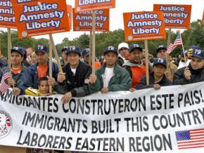 The Laborers contingent at an Immigrant Freedom Rides event in 2003